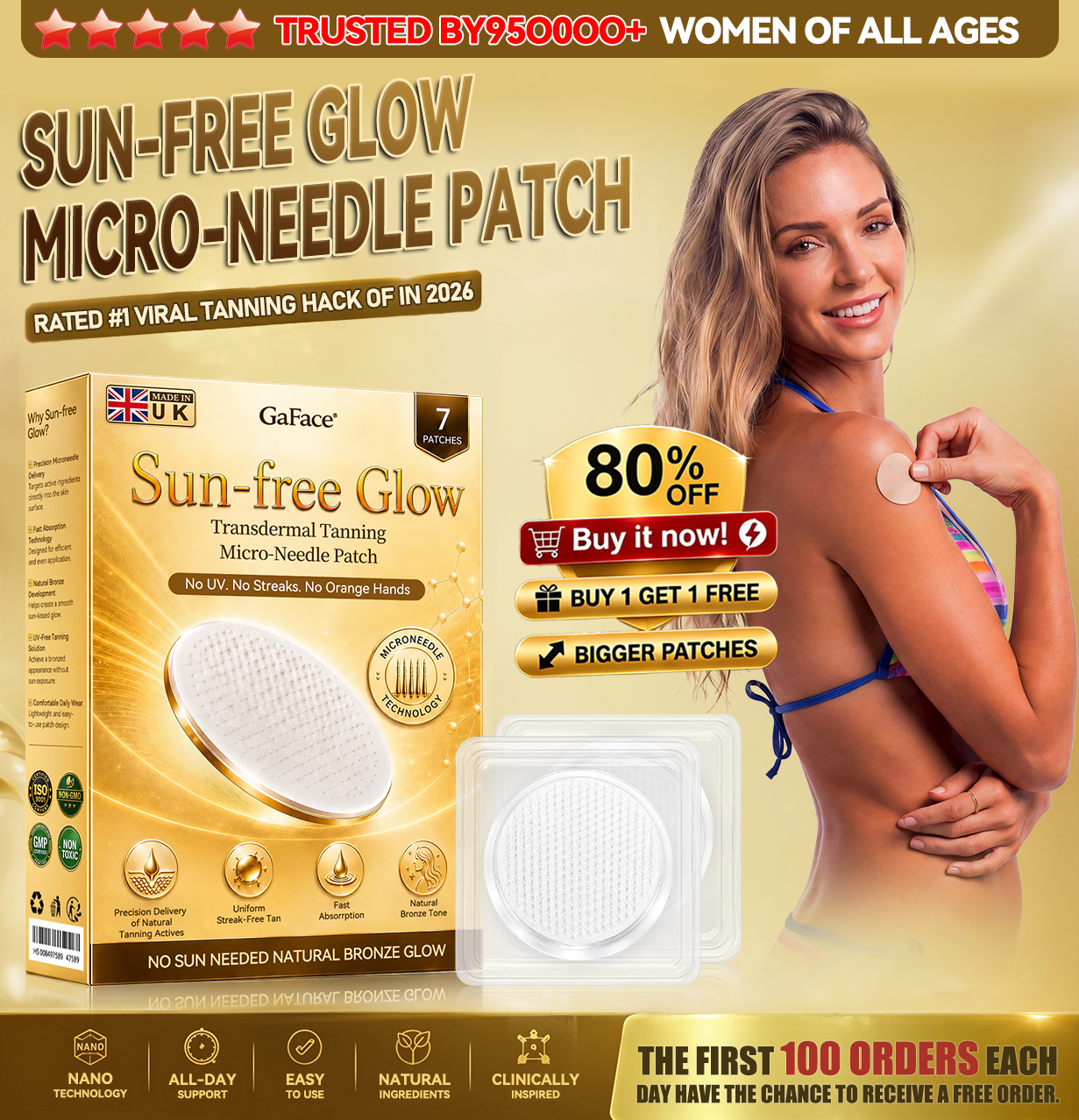 𝑮𝐚𝒇𝐚𝐜𝐞®👩‍⚕️🎉 Sunless Natural Glow Transdermal Tanning Micro-Needle Patch