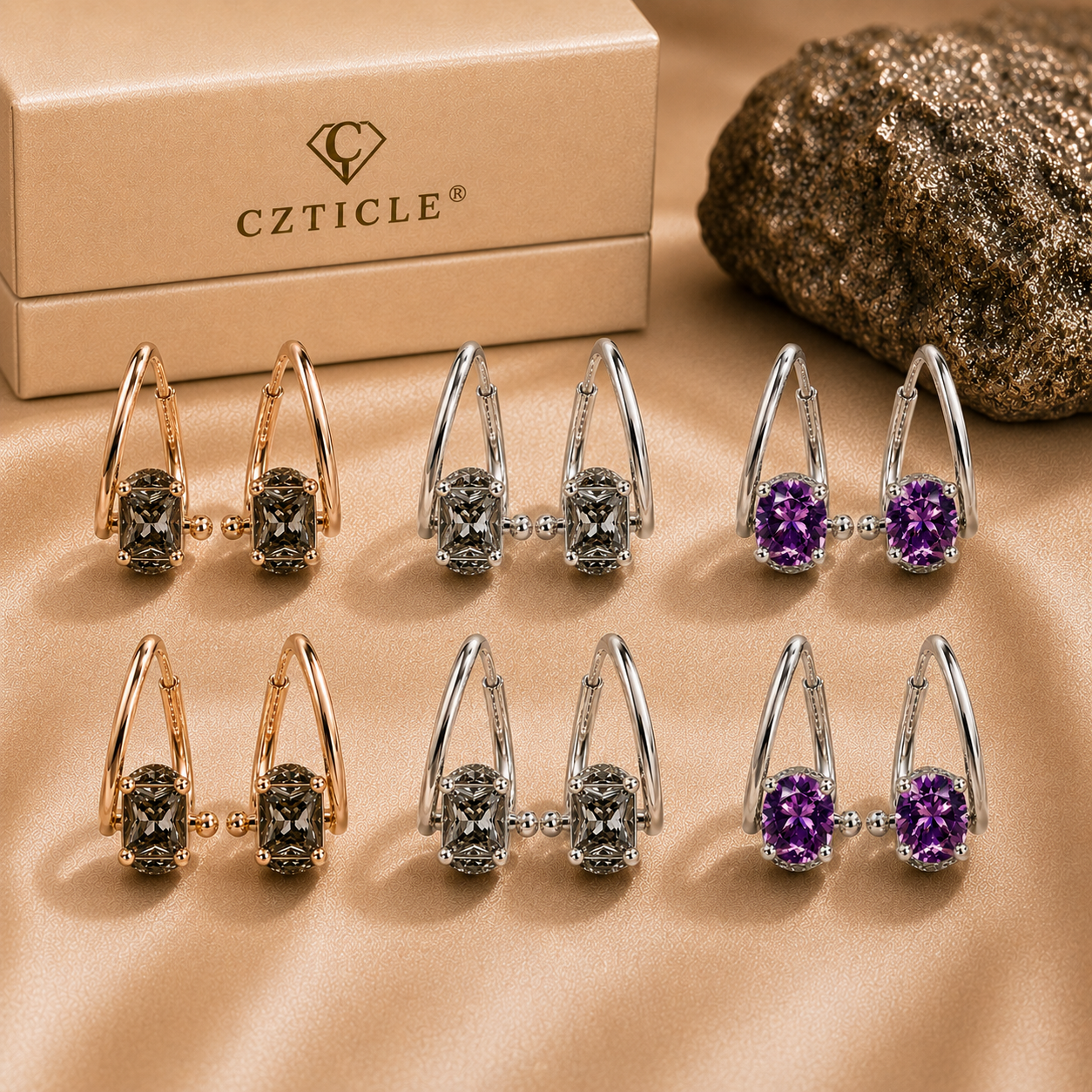 6 PAIRS🔥 2PCS BLACK +2PCS SILVER+2PCS PURPLE 🔥